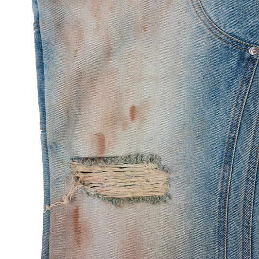 Mud Wash Flared Denim Pants
