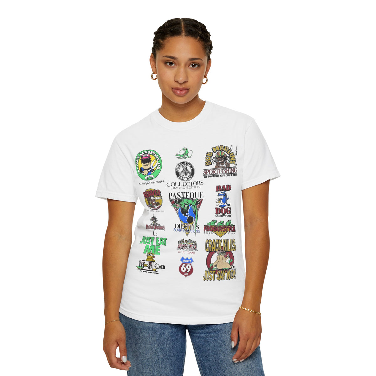 Patchwork Sticker Collage T‑Shirt