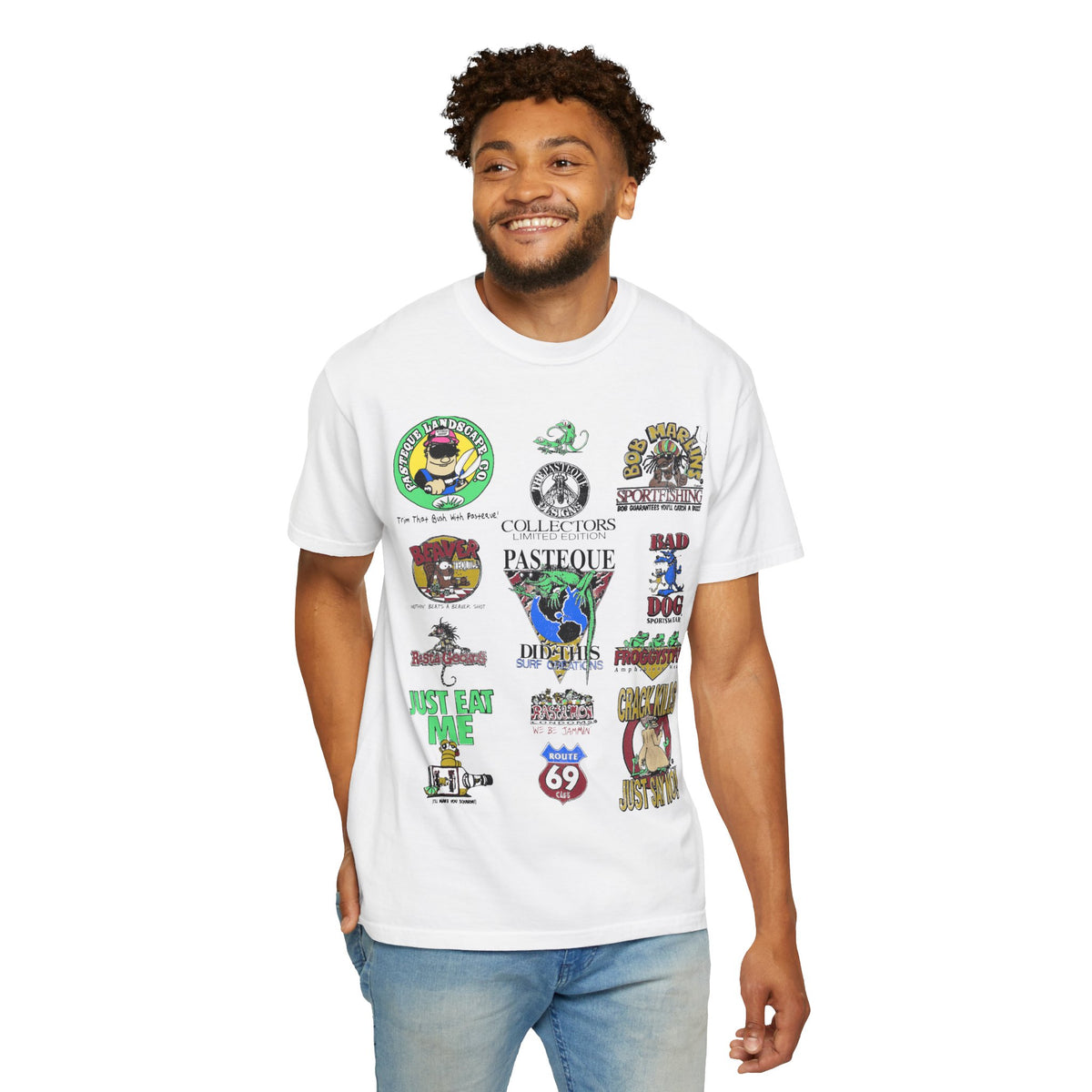 Patchwork Sticker Collage T‑Shirt