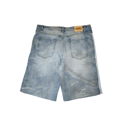 Baggy Pollution Jean Shorts Sky-colored