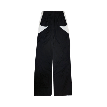 3-Tone Panel Nylon Twill Track Pants in Black/White