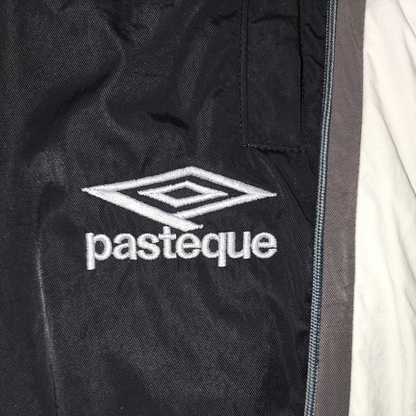 3-Tone Panel Nylon Twill Track Pants in Black/White