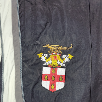 3-Tone Panel Nylon Twill Track Pants in Black/White