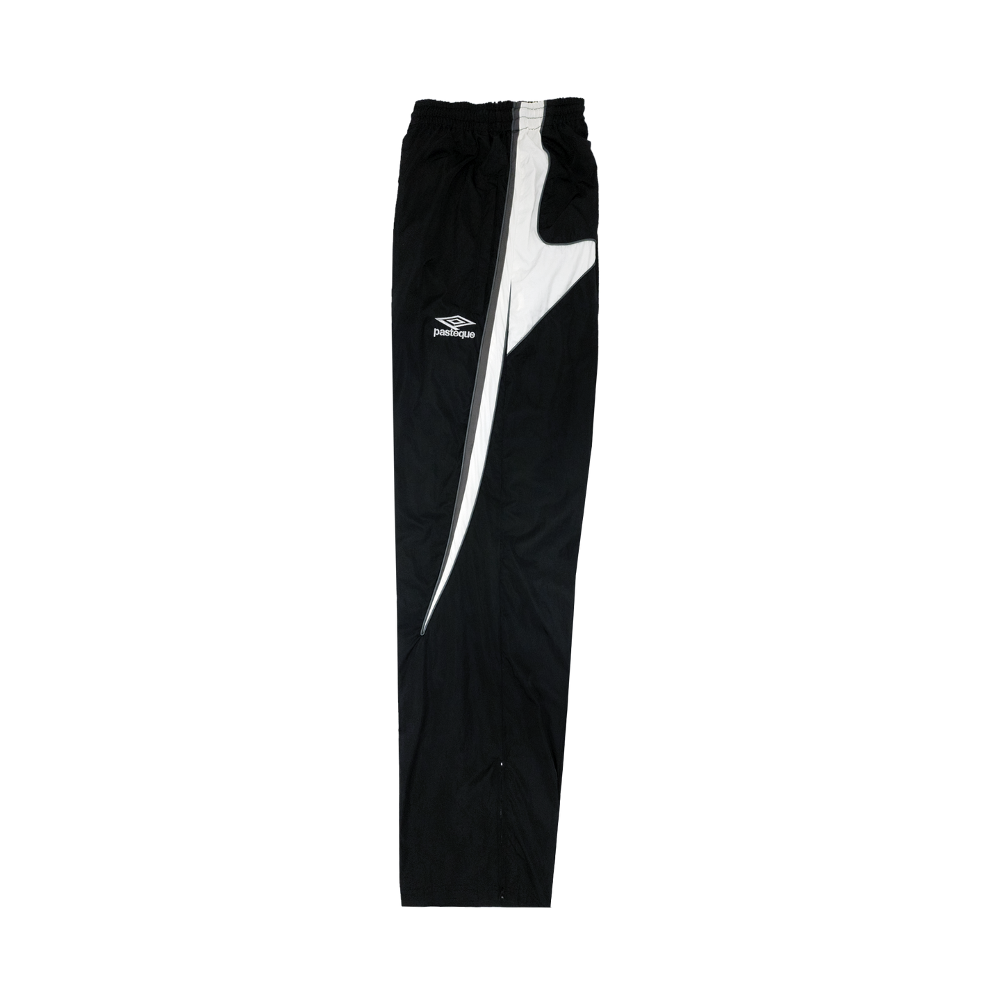 3-Tone Panel Nylon Twill Track Pants in Black/White