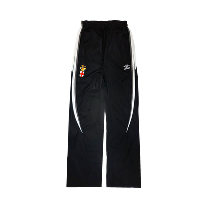 3-Tone Panel Nylon Twill Track Pants in Black/White