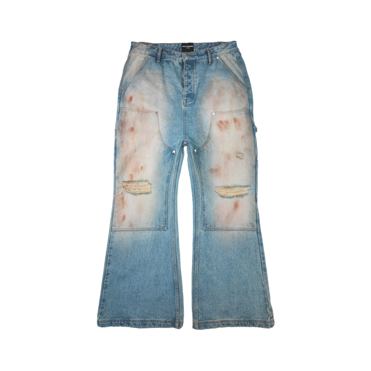 Mud Wash Flared Denim Pants