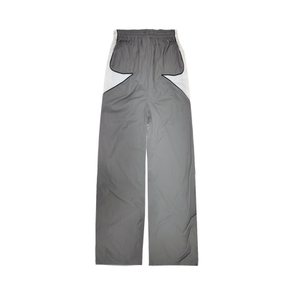 3-Tone Panel Nylon Twill Track Pants in Metal Gray