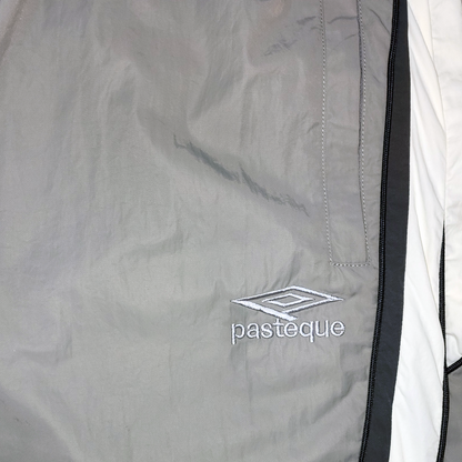 3-Tone Panel Nylon Twill Track Pants in Metal Gray