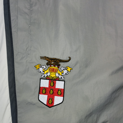 3-Tone Panel Nylon Twill Track Pants in Metal Gray