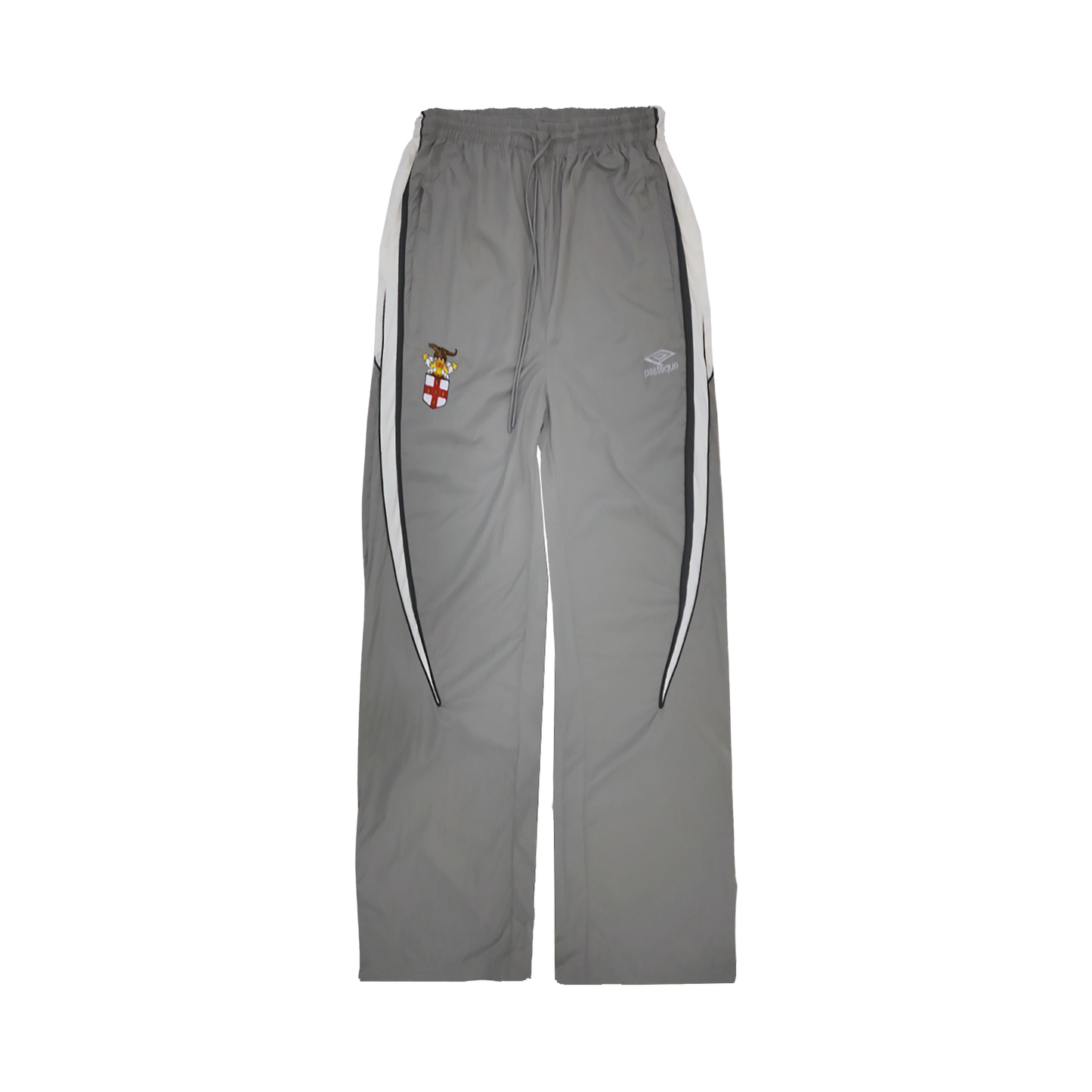 3-Tone Panel Nylon Twill Track Pants in Metal Gray