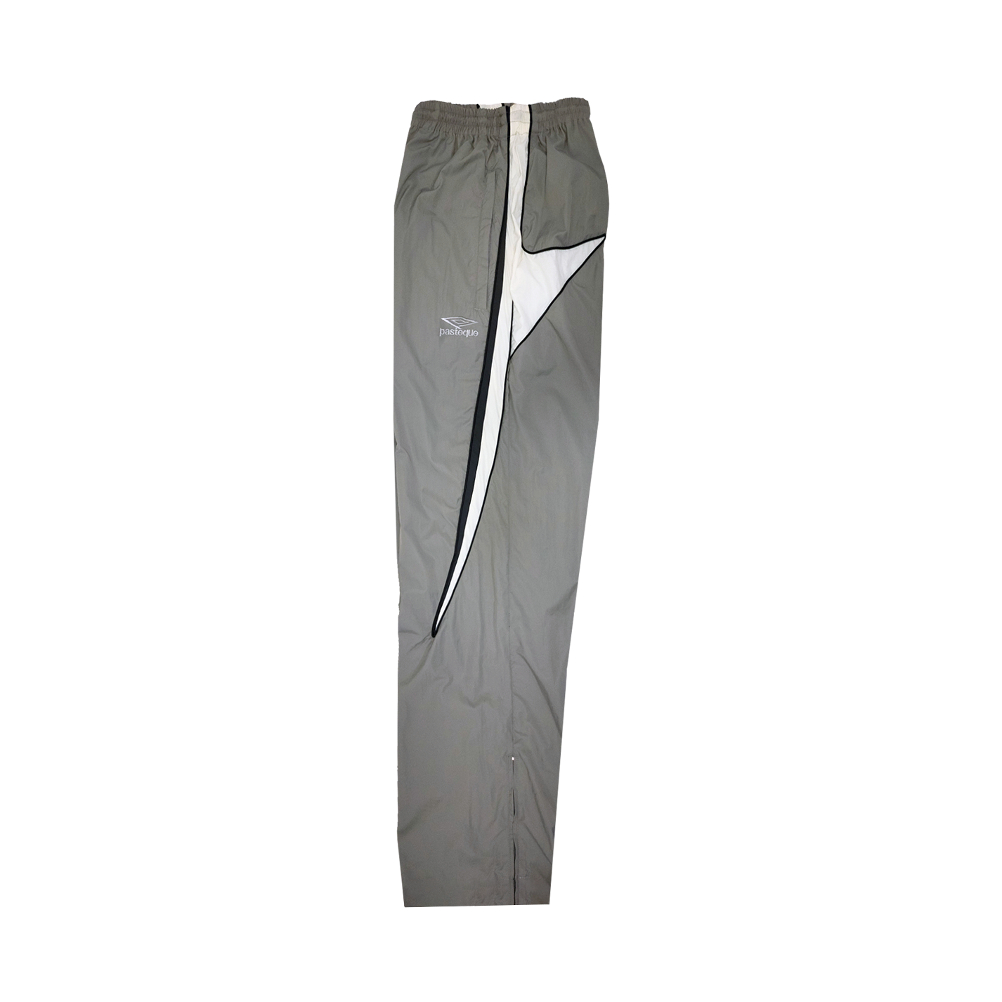 3-Tone Panel Nylon Twill Track Pants in Metal Gray