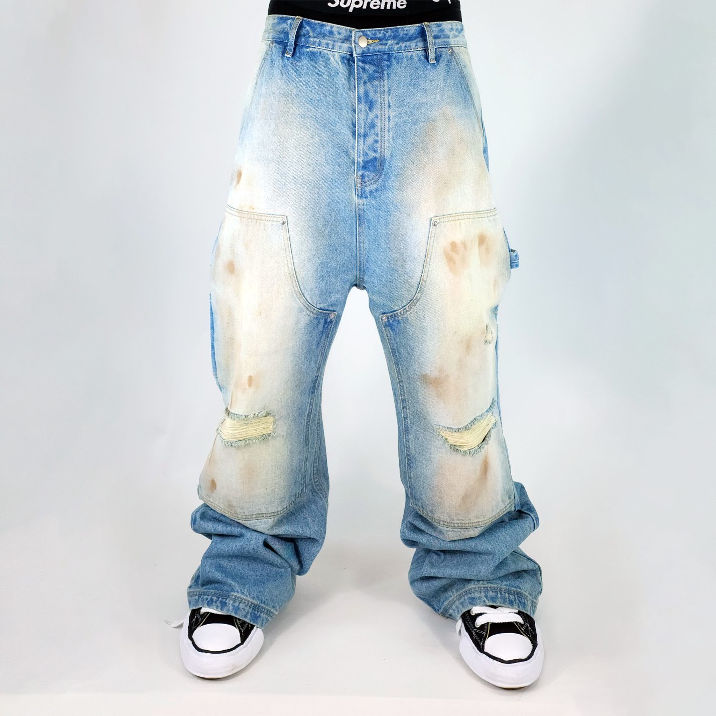Mud Wash Flared Denim Pants