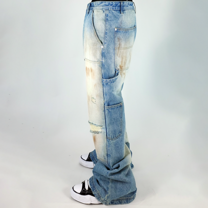 Mud Wash Flared Denim Pants