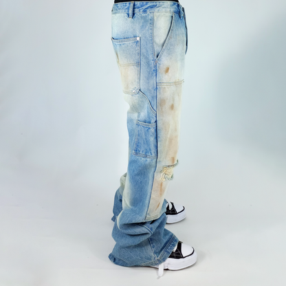 Mud Wash Flared Denim Pants